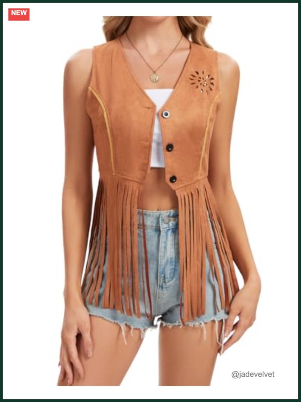 Faux Suede Fringe Vest Sleeveless Western Hippie Cowgirl